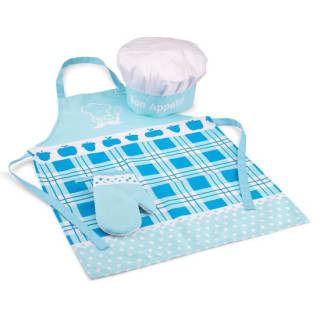 Korting bij Bol.com op New Classic Toys Keukenschort Blauw Inclusief Kookmuts en Ovenwant