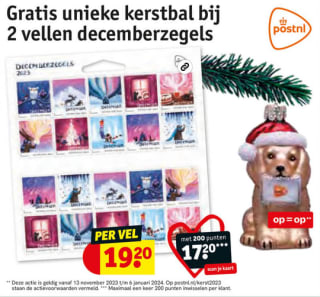 €2 korting op vel decemberzegels bij 200 punten op je Kruidvat kaart