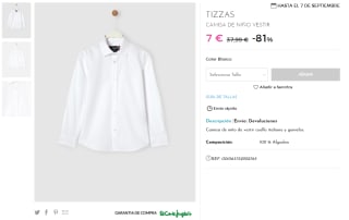TIZZAS - Camisa vestir niño por 7€