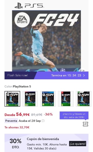 Juego PS5 EA Sports FC 24 por 41,99€.