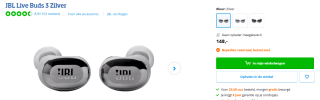 JBL Live Buds 3 Oordopjes Zilver voor €148 bij Coolblue