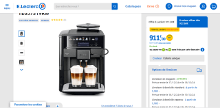 Cafetière Expresso Broyeur Siemens Full Auto EQ.6 Plus s700 - Aroma DoubleShot / iAroma System à 911€