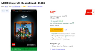 LEGO Minecraft Werkbank (21265) voor €55,99 bij Bol