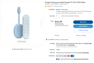 Google Chromecast with Google TV 4K for £42.95 at ebay
