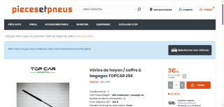 Vérin de coffre hayon TOPCAR 256 à 3,65€
