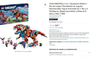 Set LEGO DREAMZzz 2 en 1 Dinosaurio Robot C-Rex de Cooper Pterodáctilo de Juguete Reconstruible, Figura Articulada de T. Rex y 4 Minifiguras por 59,99€