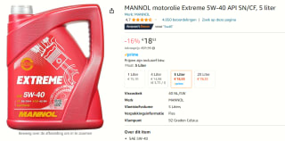5 Liter Mannol Extreme 5W-40 Synthetische MotorOlie voor €18,53 bij Amazon