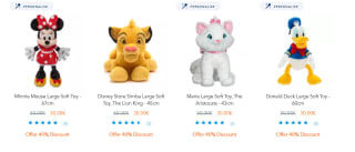 Diverse grote Disney Knuffels voor €30 in de Disney Store