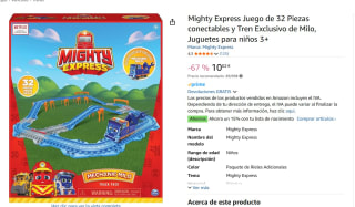 Mighty Express Juego de 32 Piezas conectables y Tren Exclusivo de Milo, por 10,02€