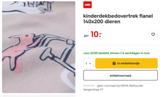 Kinderdekbedovertrek flanel 140x200 dieren voor €10 bij de Hema