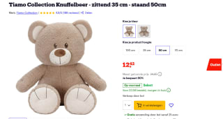 Tiamo Knuffelbeer 50cm voor €12,44 bij Bol