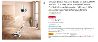 Ufesa Z5 Digital Aspirador Escoba sin Cable, 300W, Pantalla Táctil LED, 25.9V, Autonomía 40 min por 129.99€