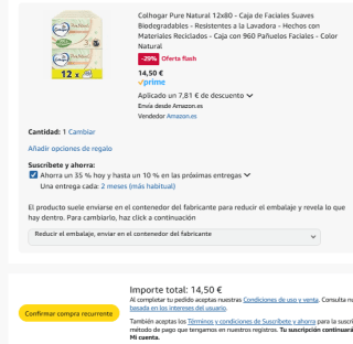 960 pañuelos Colhogar Pure Natural 12x80 - Caja de Faciales Suaves Biodegradables por 14,50€