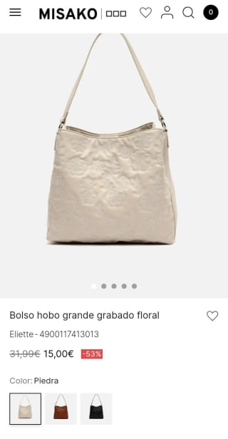 Bolso hubo grande grabado floral por 15€.