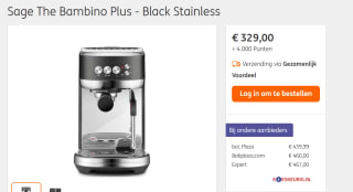 Sage the Bambino® Plus Black Stainless Steel Pistonmachine voor €329 + 4.000 ING punten