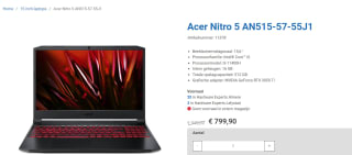 Acer Nitro 5 AN515-57-55J1 Notebook 39,6 cm voor €799 bij Hardware-experts