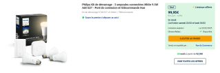 Philips Kit de démarrage - 3 ampoules connectées White 9.5W A60 E27 à 99,95€