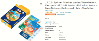 J.A.D.E - Spel van 7 Families over het Thema Dieren - Kaartspel voor €1,45 bij Amazon