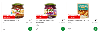 1+1 gratis op alle HAK groenteconserven bij de Jumbo