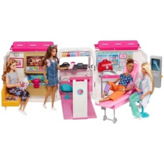 Barbie - Ambulancia Hospital 2 en 1 y 20 Accesorios de Muñeca por 35€