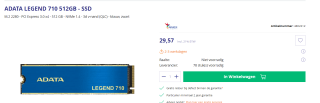ADATA Legend SSD 710 M.2 512GB PCIe Gen4x4 2280 voor €29,57 bij Azerty
