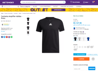 Camiseta Masculina da Adidas, modelo Amplifier - R$ 127,90