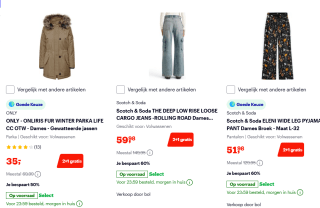 Tot 60% korting op dames mode en 2+1 gratis bij Bol