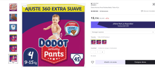 Pañales Dodot Activity Pants Pañales Bebé, Tallas 4,5,6 por 11,78€