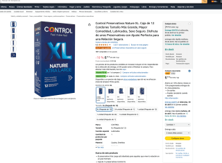2 Control Preservativos Nature XL Caja de 12 Condones Tamaño Más Grande Mayor Comodidad por 7,12€