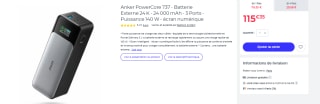 Anker PowerCore 737 - Batterie Externe 24 K - 24 000 mAh à 115,35€