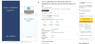 Perfume Dolce & Gabanna Light Blue 100ml por $1,302 en Amazon