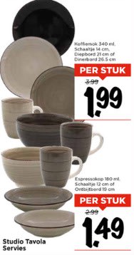 Studio Tavola servies vanaf €1,49 bij Vomar