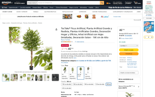 Ficus artificial árbol grande realista 180 cm por 46,79€