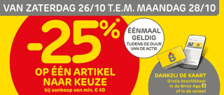 25% korting dit weekend bij Brico