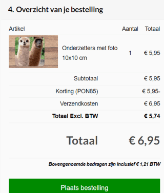 6 onderzetters met eigen afbeeldingen voor €6,95 bij Fotocadeau