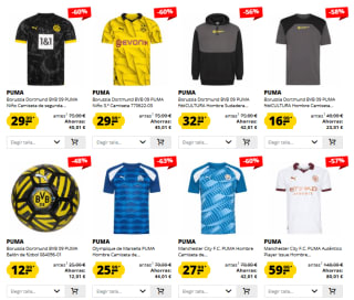 Equipaciones de futbol Puma desde 24,99€ (Borussia Dortmund, Manchester City...)