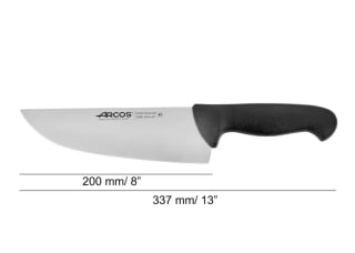 Cuchillo Arcos Serie 2900 Carnicero Ancho Hoja de Acero Inoxidable NITRUM 200 mm Mango inyectado en Polipropileno negro por 8,53€