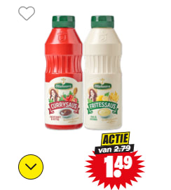 Alle varianten Oliehoorn sauzen voor €1,49 bij Dirk