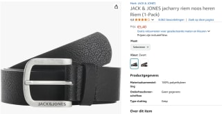 Jack & Jones Synthetische riem voor €5,40 via Amazon