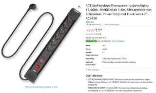 ACT Stekkerdoos met 6 stopcontacten en overspanningsbeveiliging voor €11,08 bij Amazon