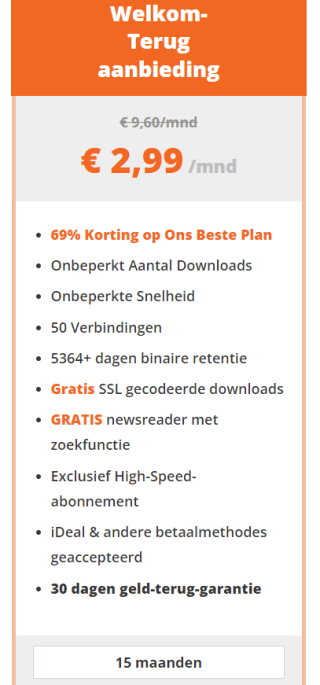 Eweka usenet nieuwsgroepen abonnement voor 2,99 p/m