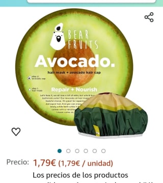 Bear Fruits, Aguacate, Repara & Nutre, Mascarilla Capilar + Gorro De Ducha, 20 ml por 1,79€.