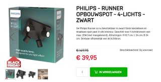 Philips Opbouwspot Runner 4-lichts – Zwart voor €39,95 bij Dagknaller