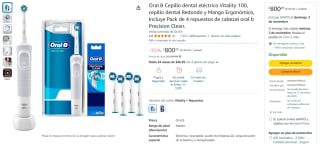 Oral B Cepillo Dental Eléctrico Vitality 100 por $800 en Amazon