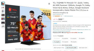 TCL 75QM8B 75C805 TV MiniLED 75" QLED 144Hz por 999€