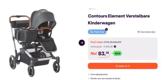 Contours Element Verstelbare Kinderwagen incl UPF 50+ zonnekap voor €83,38 bij Ibood