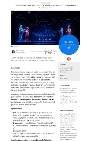 Londres a ritmo de ABBA: concierto y 2 noches hotel desde 303€