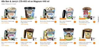 Alle Ben & Jerry's 170-465 ml en Magnum 440 ml, 3 voor €10 bij de AH