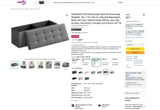 Baúl SONGMICS Puff Almacenaje de Almacenaje Plegable 38x110x38cm a solo 33,99€