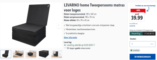 LIVARNO home opvouwbare 2-persoonsmatras voor €32,99 in de Lidl shop
